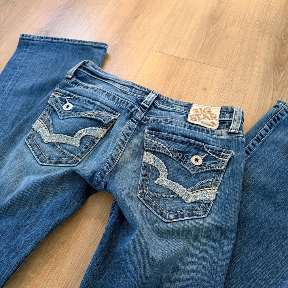 1206 Big Star sweet ultra low rise flare jeans 26R (28x30.5) western rodeo - Picture 10 of 13